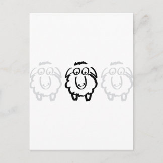 Carte Postale mouton noir blanc moutons