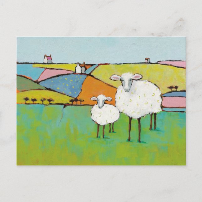 Carte Postale Moutons dans le pré (Devant)