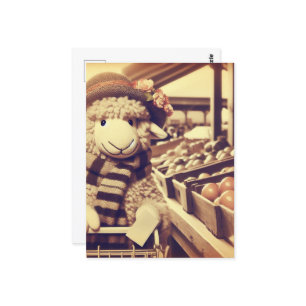 Carte Postale Moutons de magasinage adorables