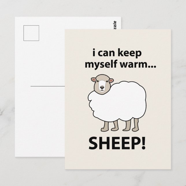 Carte Postale Moutons Je Peux Me Garder Moutons Chauds (Devant / Derrière)