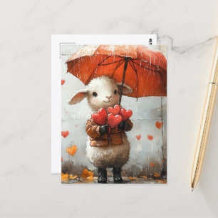 Carte Postale Moutons le jour de la pluie