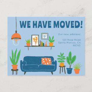 Carte Postale Moving Faire-part Adresse Cute Living Room Canapé