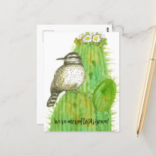 Carte Postale Moving Faire-part Arizona Cactus Wren Bird