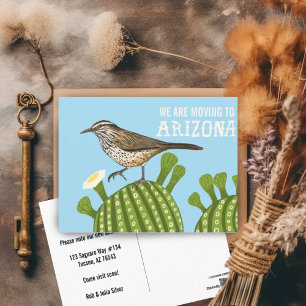 Carte Postale MOVING FAIRE-PART Arizona Saguaro Cactus Wren