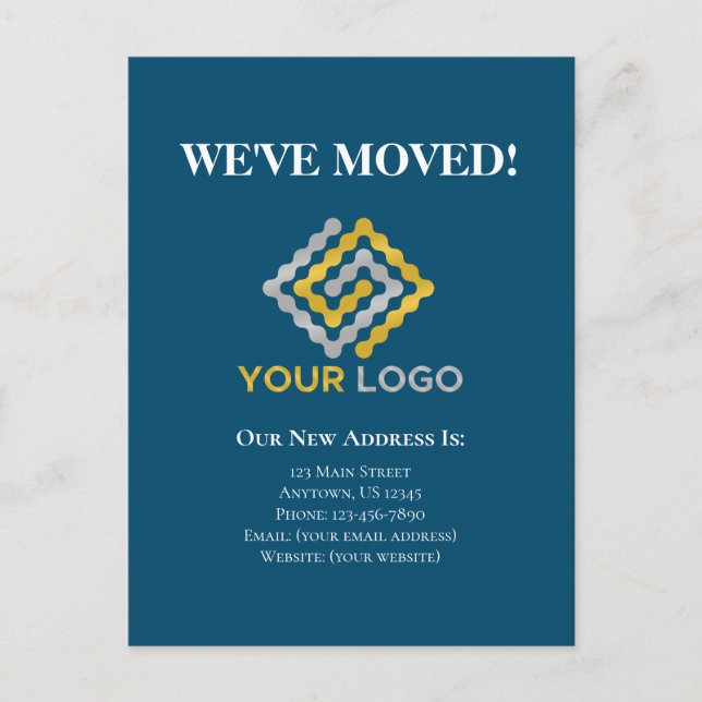 Carte postale Moving Faire-part Blue Business Logo (Devant)