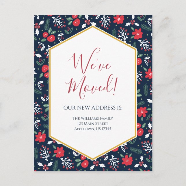 Carte postale Moving Faire-part Christmas Florals (Devant)