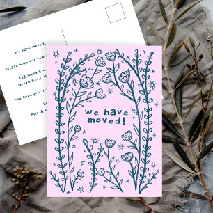 Carte Postale Moving Faire-part Floral Frame Croquis Doodle