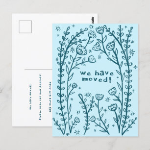 Carte Postale Moving Faire-part Floral Frame Croquis Doodle