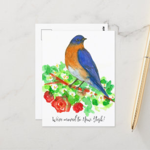 Carte Postale Moving Faire-part New York Bluebird Red Roses
