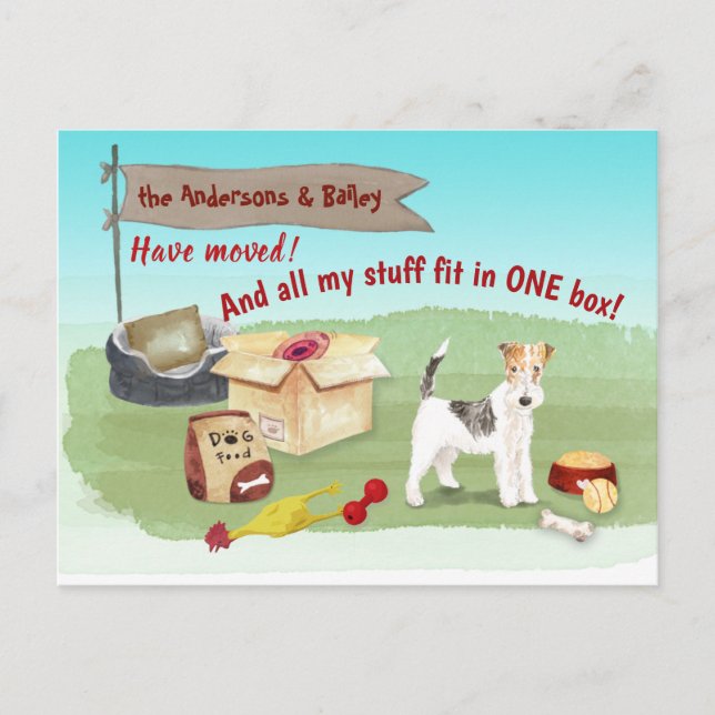 Carte Postale Moving Wire Haired Fox Terrier Stuff Nouveau Accue (Devant)