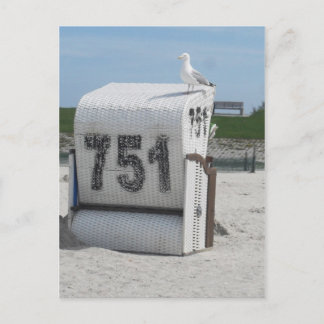 Carte Postale Möwe auf Strandkorb