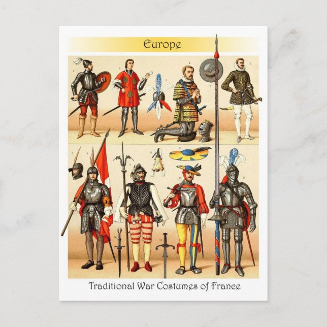 Carte Postale Moyen Age Costumes de guerre traditionnels de Fran (Devant)