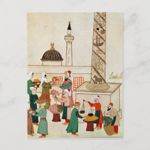 Carte Postale Ms 1671 A Bazaar in Istanbul, c.1580