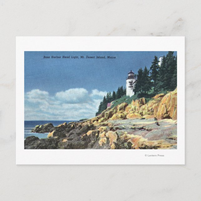 Carte Postale Mt. Desert Island, phare de Bass Harbour Head (Devant)