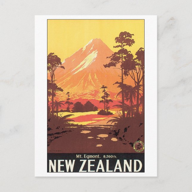 Carte Postale Mt Egmont Nouvelle-Zélande affiche de voyage (Devant)