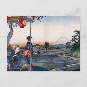 Carte Postale Mt. Fuji Vue d'un salon de thé c. Japon des années