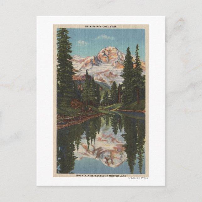 Carte Postale Mt Rainier, WA - Lac Mirror avec Mt. Réflexion (Devant)