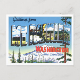Carte Postale Mt. Rainier, Washington Vintage Big Letters