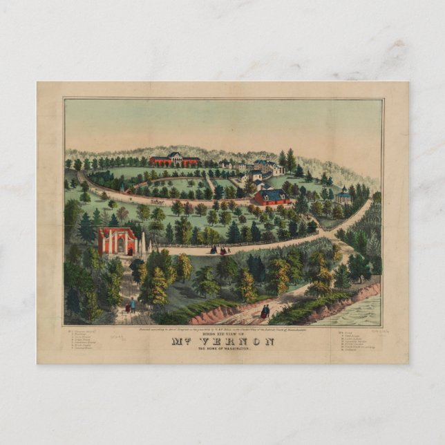Carte Postale Mt. Vernon, Virginie (1859) (Devant)