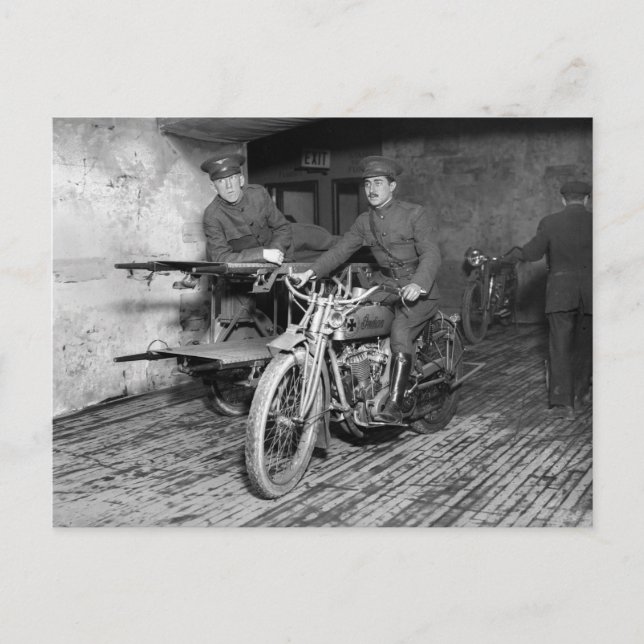Carte Postale MTD de moto militaire, années 1910 (Devant)