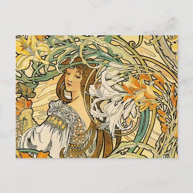 Carte postale : Mucha - Langue des Fleurs (Devant)