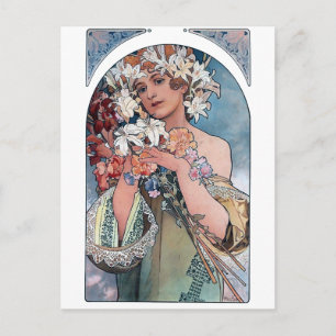 Carte Postale mucha llies cadeau art déco