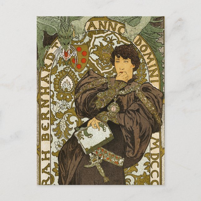 Carte Postale Mucha - Théâtre - Lorenzaccio - Art Nouveau (Devant)