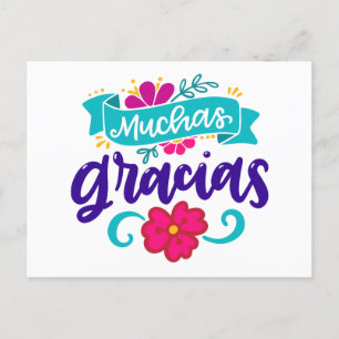 Carte Postale Muchas Gracias, espagnol et coloré