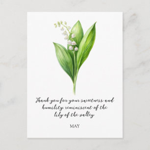 CARTE POSTALE MUGUET DE MAI FLEUR DE NAISSANCE À L'AQUARELLE