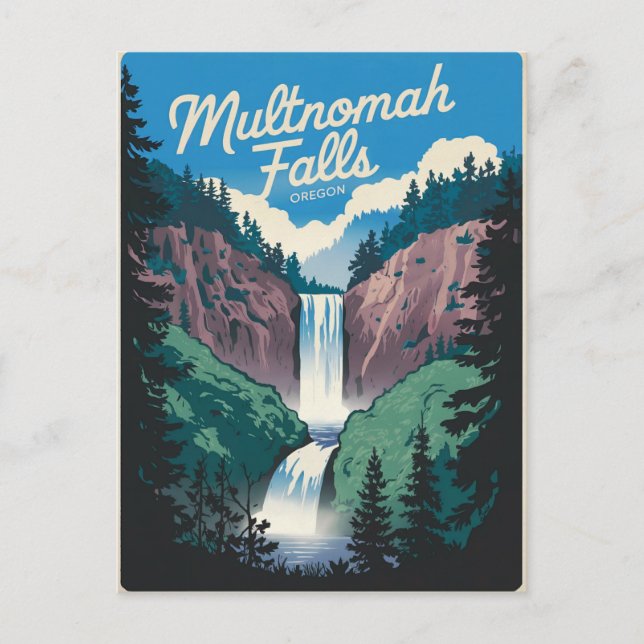 Carte Postale Multnomah Falls vintage  (Devant)