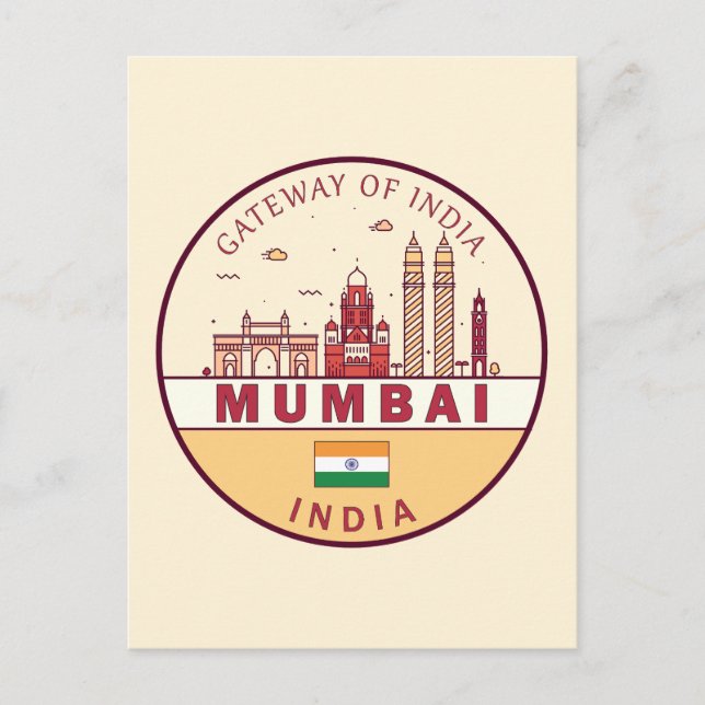 Carte Postale Mumbai India City Skyline Emblem (Devant)