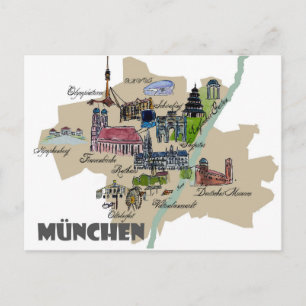 Carte Postale Munich Map Overview