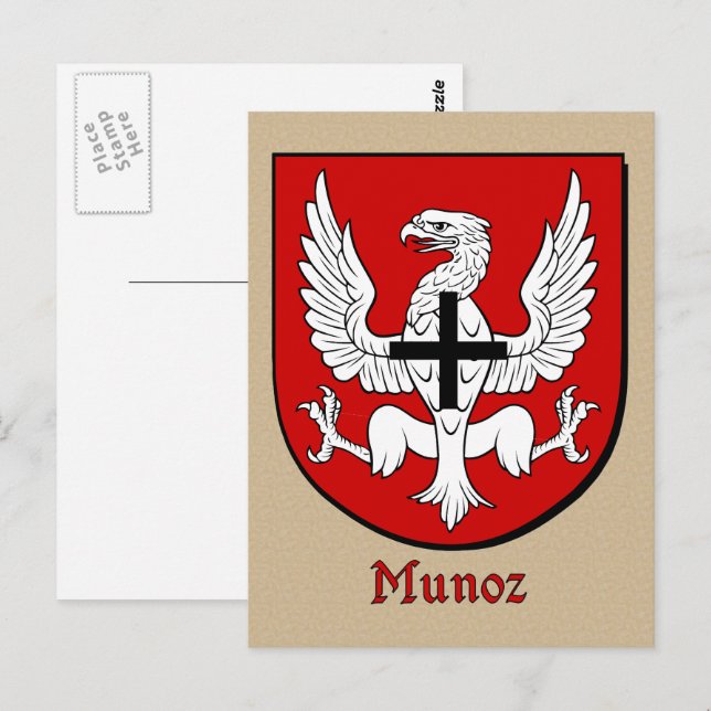 Carte Postale Munoz Bouclier héraldique ancestral (Devant / Derrière)
