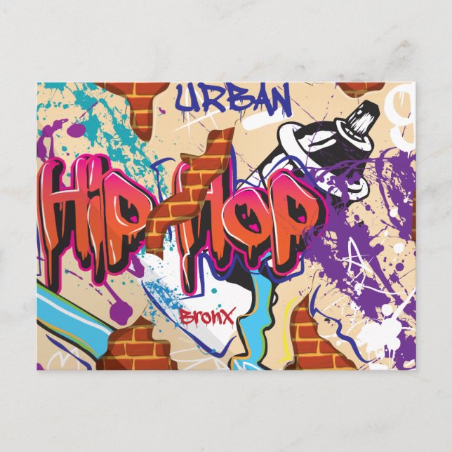 Carte Postale Mur de graffitis Hip hop urbains. (Devant)
