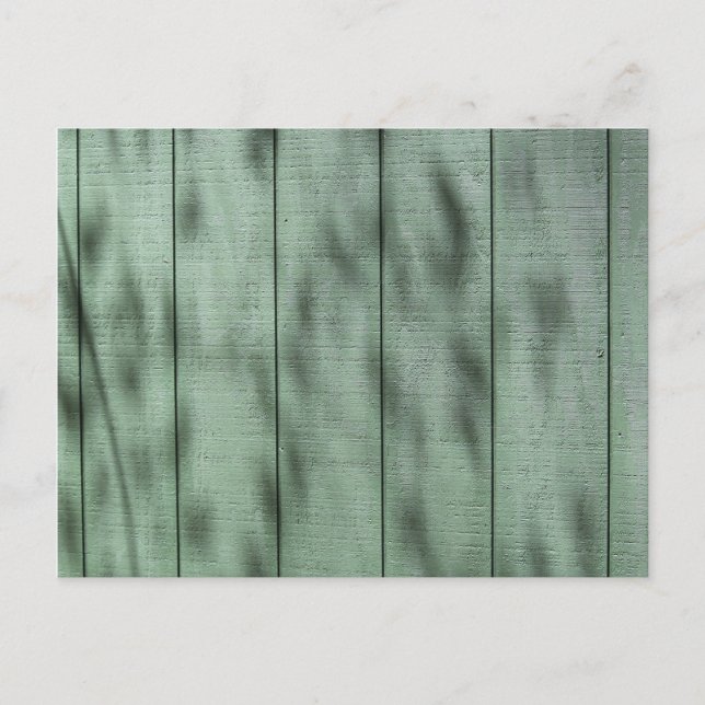 Carte Postale Mur en bois vert rustique avec ombres tressées/Lum (Devant)