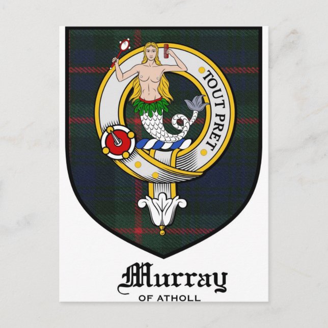 Carte Postale Murray Clan Crest Badge Tartan (Devant)