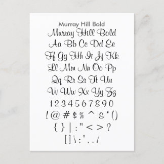 Carte Postale Murray Hill Bold - Feuille d'échantillonnage de po