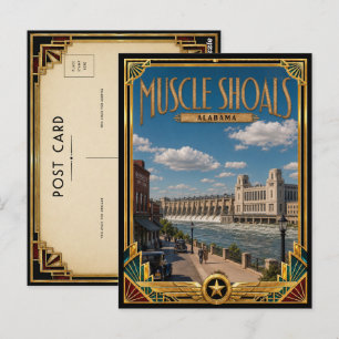 Carte Postale Muscle Shoals Alabama Art Déco Vintage Âge d'Or