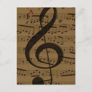 Carte Postale Musical Treble Clef Sheet Musique Classique