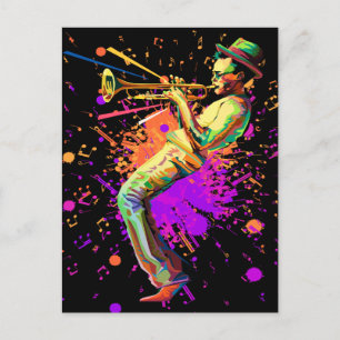 Carte Postale Musicien Abstrait jouant à la trompette