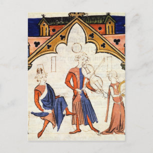 Carte Postale Musiciens jouant d'une Viola et d'une Tambourine