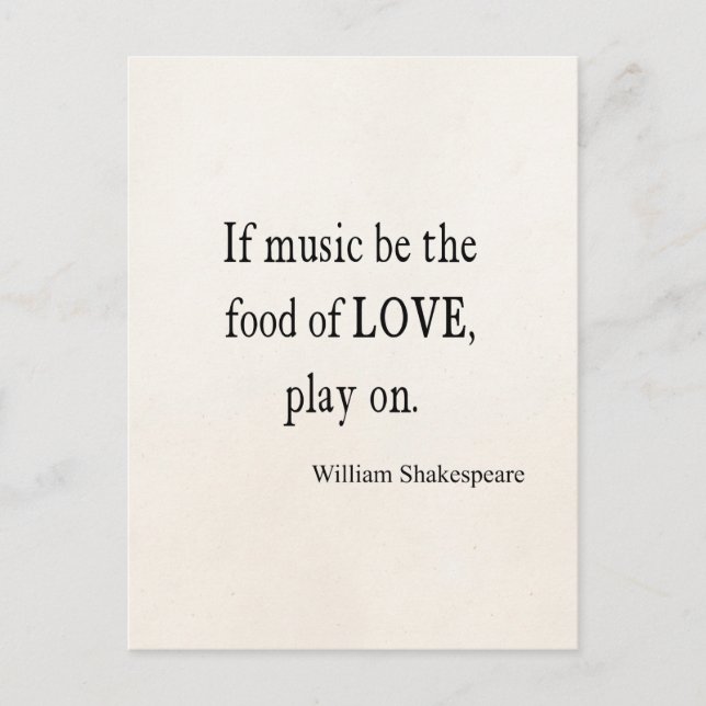 Carte Postale Musique Be Food of Love Shakespeare Citations (Devant)