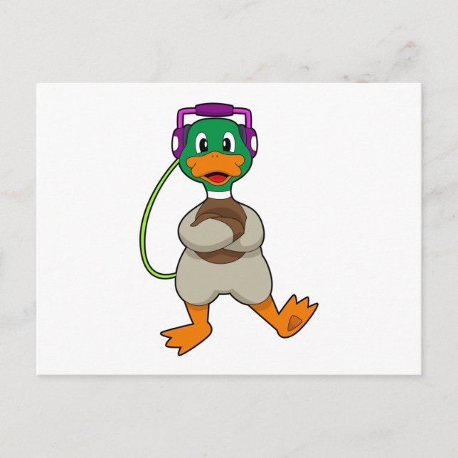 Carte Postale Musique Casque Canard (Devant)