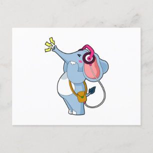 Carte Postale Musique Casque d'Éléphant