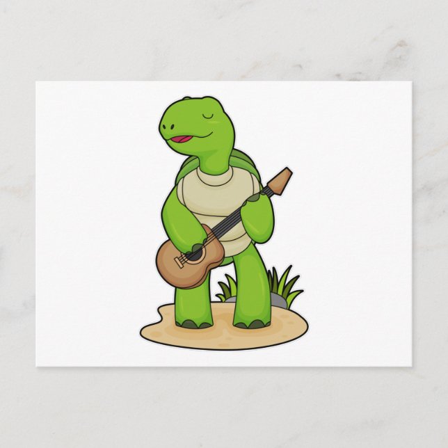 Carte Postale Musique de guitare musicien tortue (Devant)