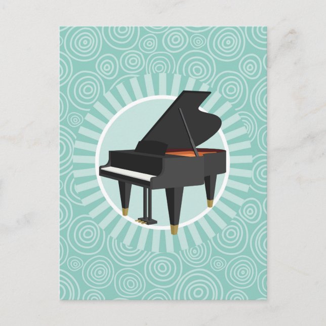 Carte Postale Musique de piano turquoise spirale amusante (Devant)