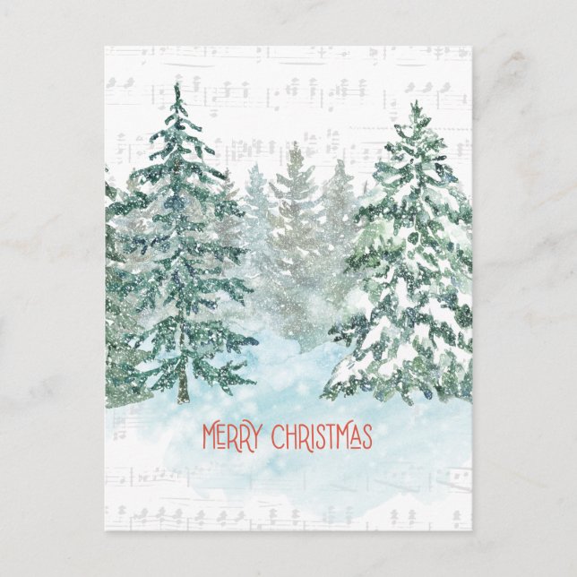 Carte Postale Musique d'hiver Pin de Noël (Devant)