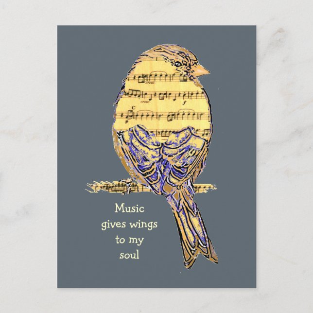 Carte Postale Musique donne mes ailes musicales Note Bird (Devant)