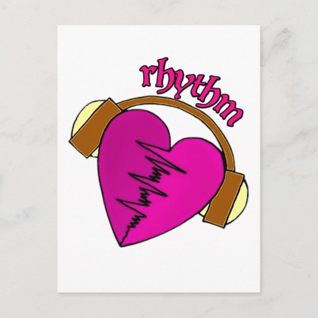 Carte Postale musique et battements de coeur (Devant)