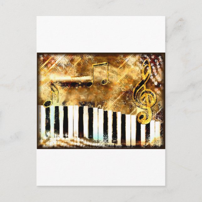 Carte Postale Musique et notes élégantes pour piano (Devant)